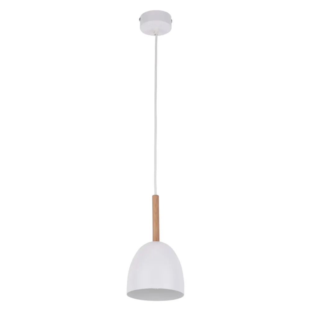 Lampa Wisząca NORD Biały Drewno Metalowy Klosz 1xE27 * TK Lighting Outlet