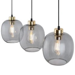 Lampa Wisząca OMEGA Czarny Złoty Szklane Klosze 3xE27 * TK Lighting New