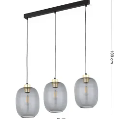 Lampa Wisząca OMEGA Czarny Złoty Szklane Klosze 3xE27 * TK Lighting New