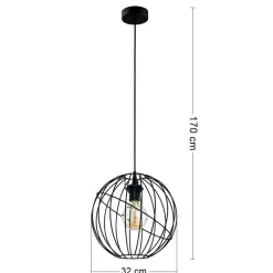 Lampa Wisząca ORBITA Czarny Metalowy Klosz 1xE27 32cm * TK Lighting Clearance