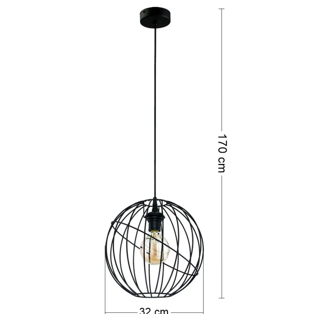 Lampa Wisząca ORBITA Czarny Metalowy Klosz 1xE27 32cm * TK Lighting Clearance