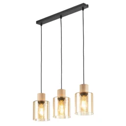 Lampa Wisząca ORSON Czarny Brązowy Szklane Klosze 3xE27 * TK Lighting Hot