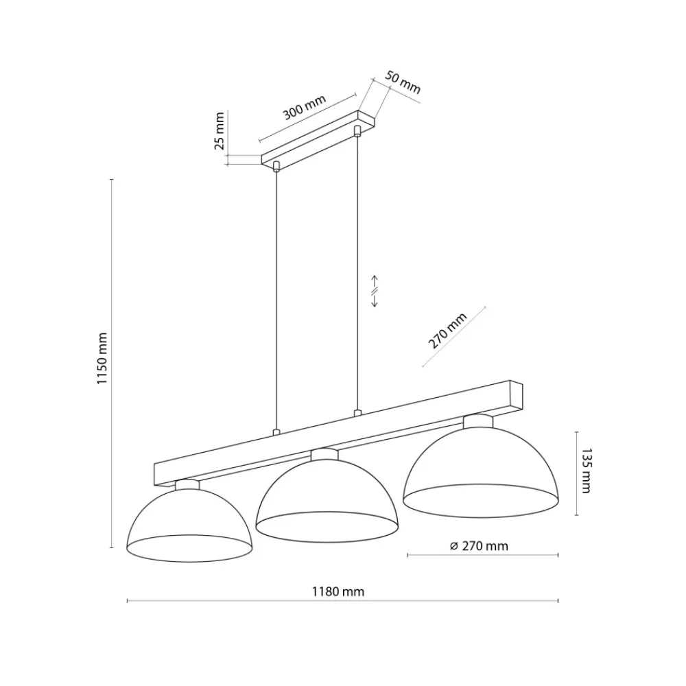 Lampa Wisząca OSLO Czarny Metalowe Klosze 3xE27 * TK Lighting