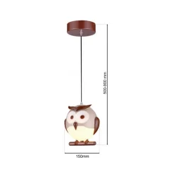 Lampa Wisząca OWL Brązowy Biały Plastikowy Klosz 1xE14 15cm * Eko-light Sale