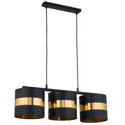Lampa Wisząca PARIS Czarny Złoty Abażury 3xE27 * TK Lighting Discount