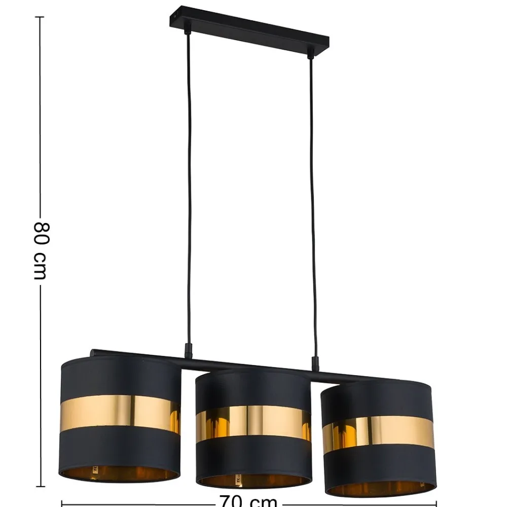 Lampa Wisząca PARIS Czarny Złoty Abażury 3xE27 * TK Lighting Discount