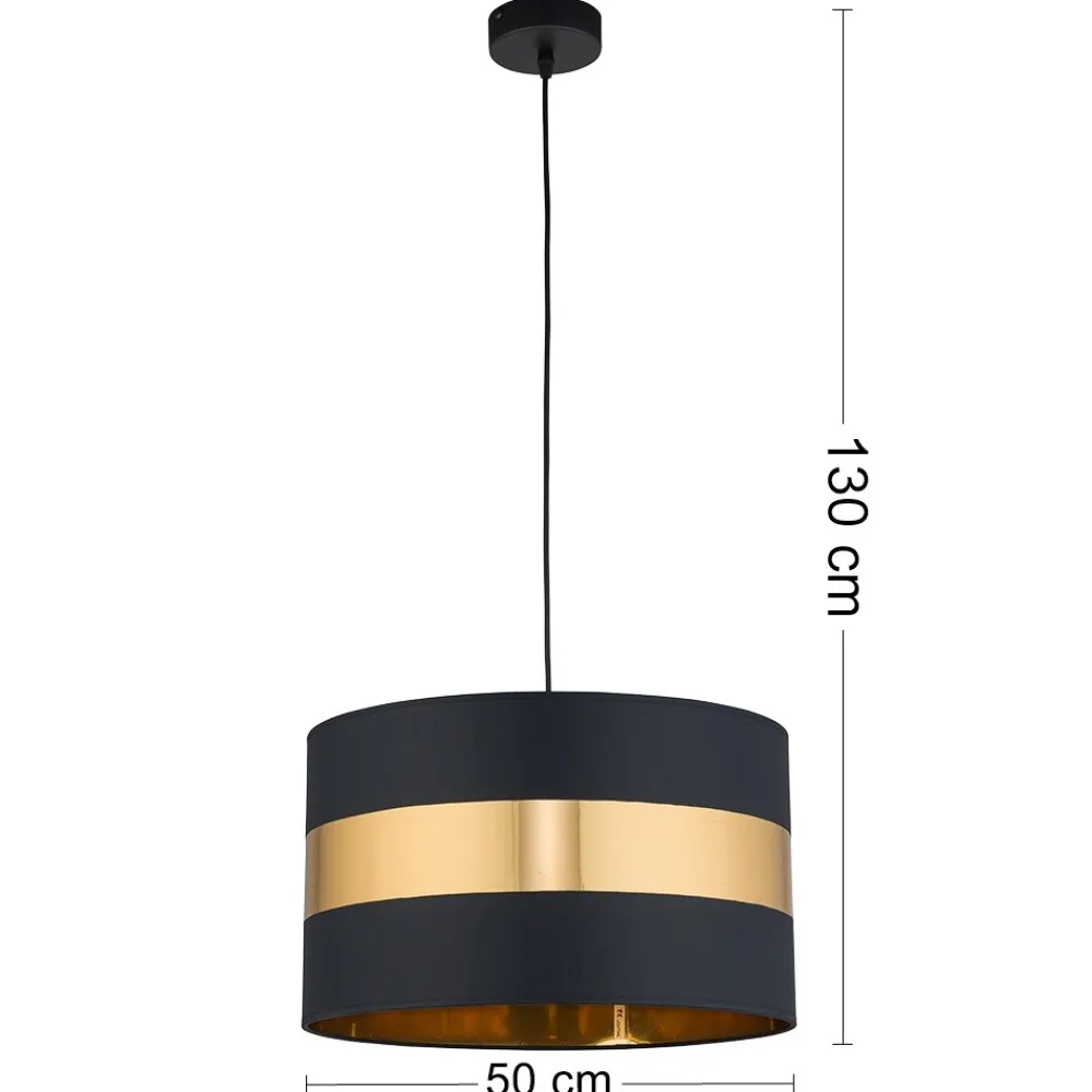 Lampa Wisząca PARIS Czarny Złoty Abażur 1xE27 50cm * TK Lighting Sale