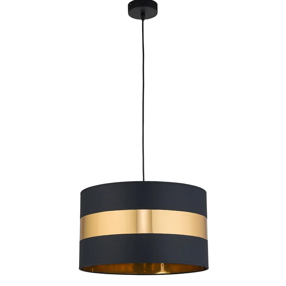 Lampa Wisząca PARIS Czarny Złoty Abażur 1xE27 50cm * TK Lighting Sale