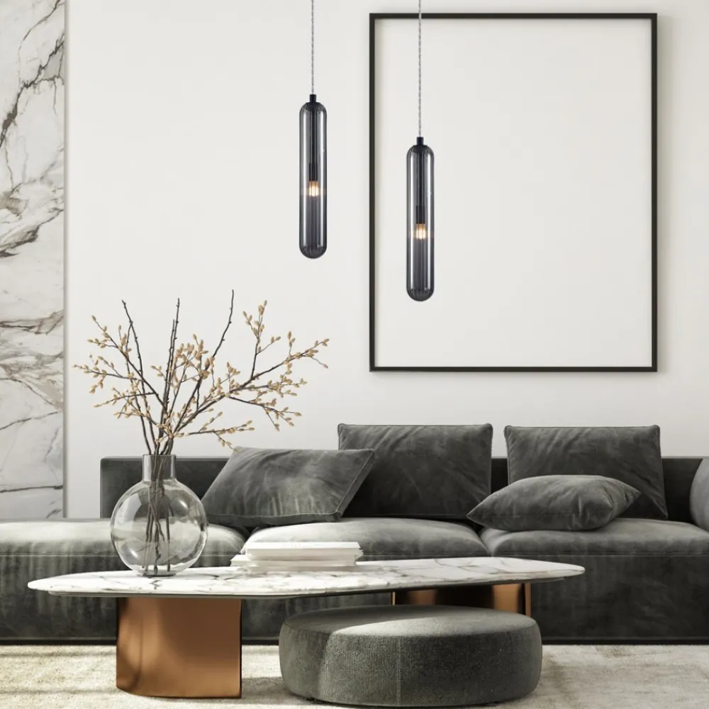 Lampa Wisząca PAX Czarny Szklany Klosz 1xG9 8cm * Eko-light