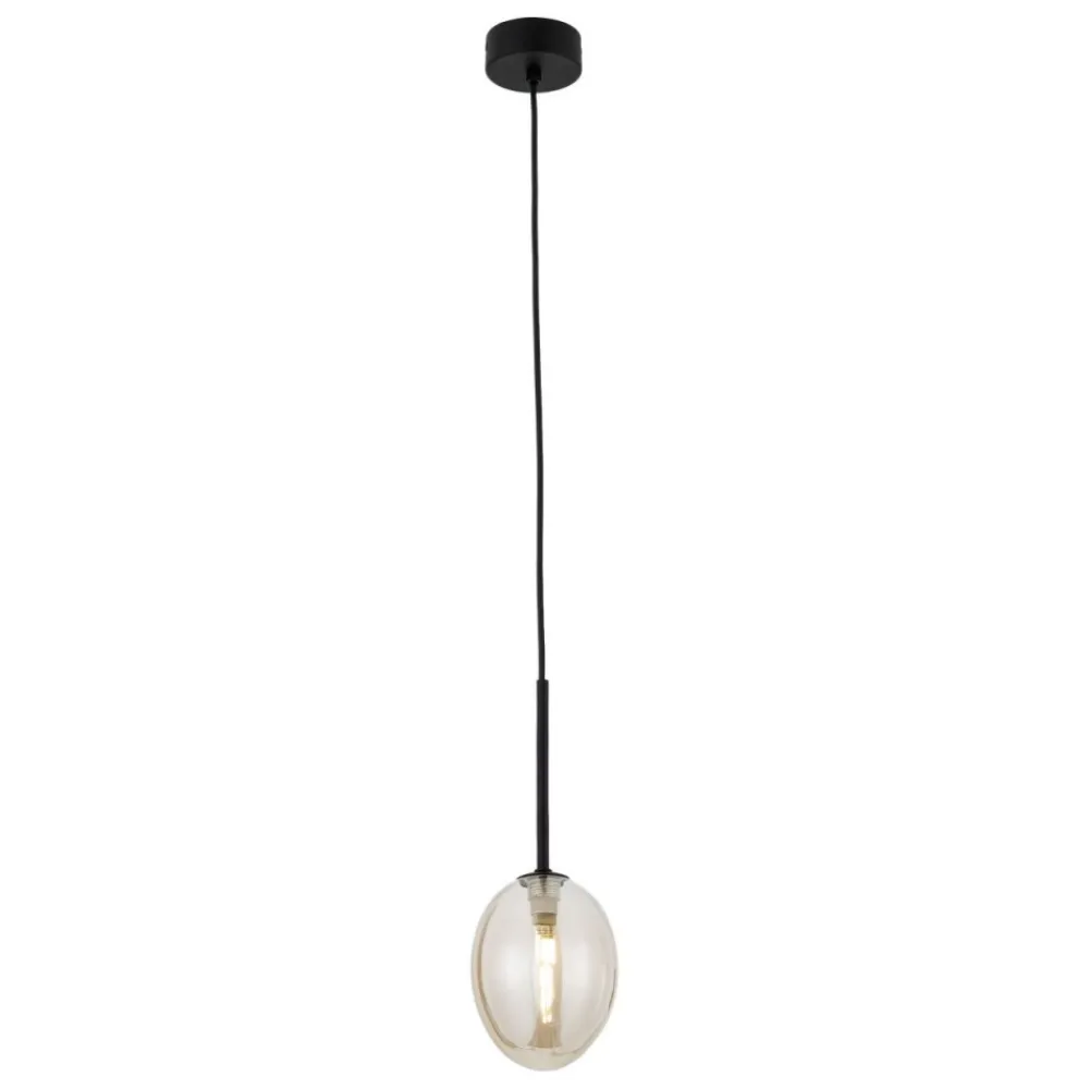 Lampa wisząca PEARL czarna klosz koniak 1xG9 * TK Lighting Online