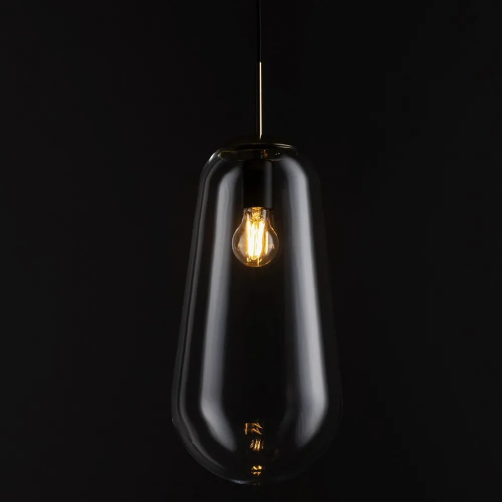 Lampa Wisząca PEAR L Czarny Złoty Szklany Klosz 1xE27 22cm * Nowodvorski New