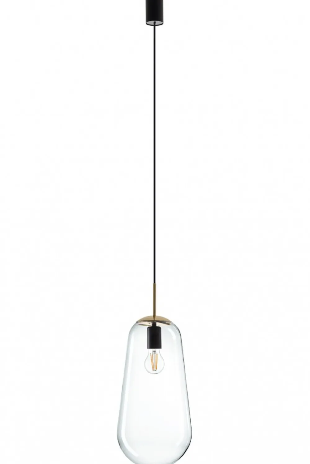 Lampa Wisząca PEAR L Czarny Złoty Szklany Klosz 1xE27 22cm * Nowodvorski New