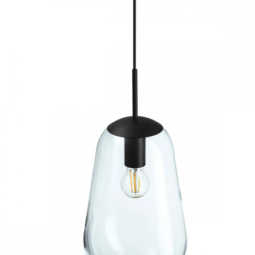Lampa Wisząca PEAR M Czarny Szklany Klosz 1xE27 22cm * Nowodvorski
