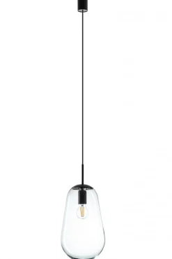 Lampa Wisząca PEAR M Czarny Szklany Klosz 1xE27 22cm * Nowodvorski