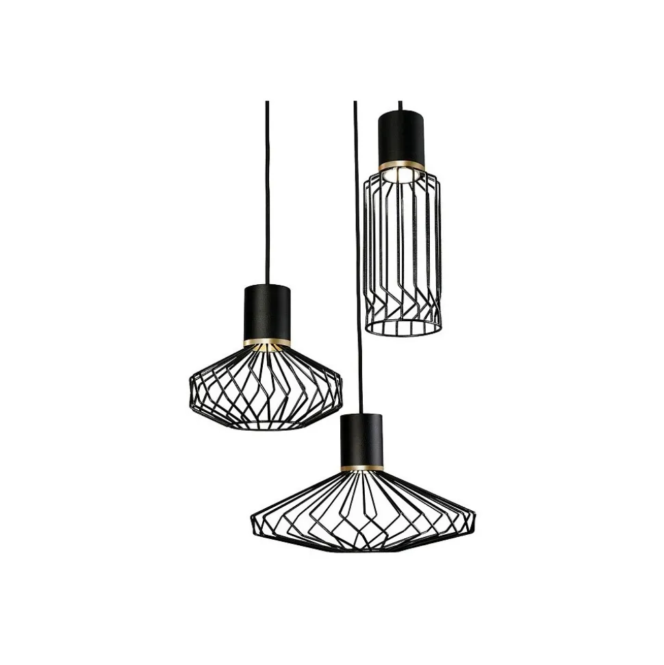 Lampa Wisząca PICO Czarny Metalowe Klosze 3xGU10