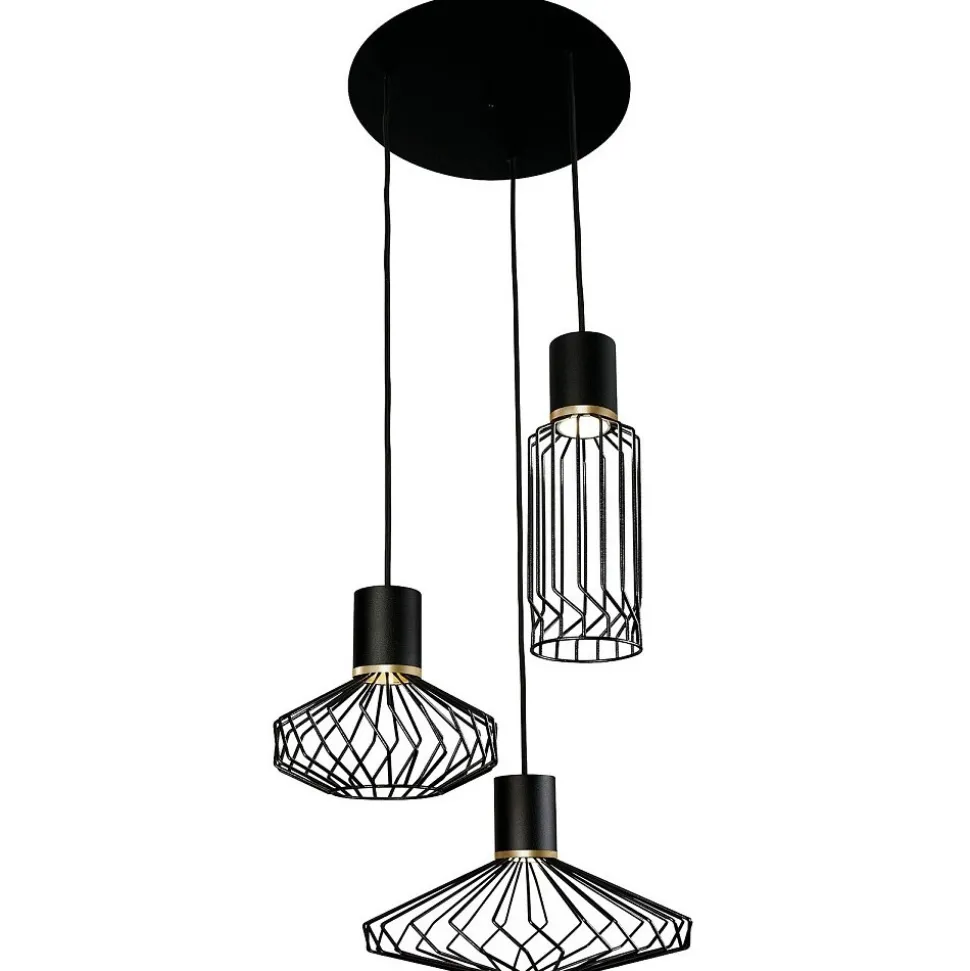 Lampa Wisząca PICO Czarny Metalowe Klosze 3xGU10