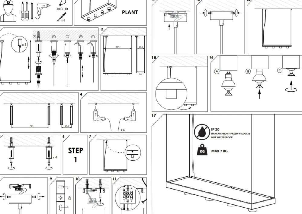Lampa Wisząca PLANT Biały 4xGU10 * Nowodvorski New