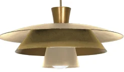 Lampa Wisząca PLATO Beżowy Złoty Metalowy Klosz 1xE27 34cm