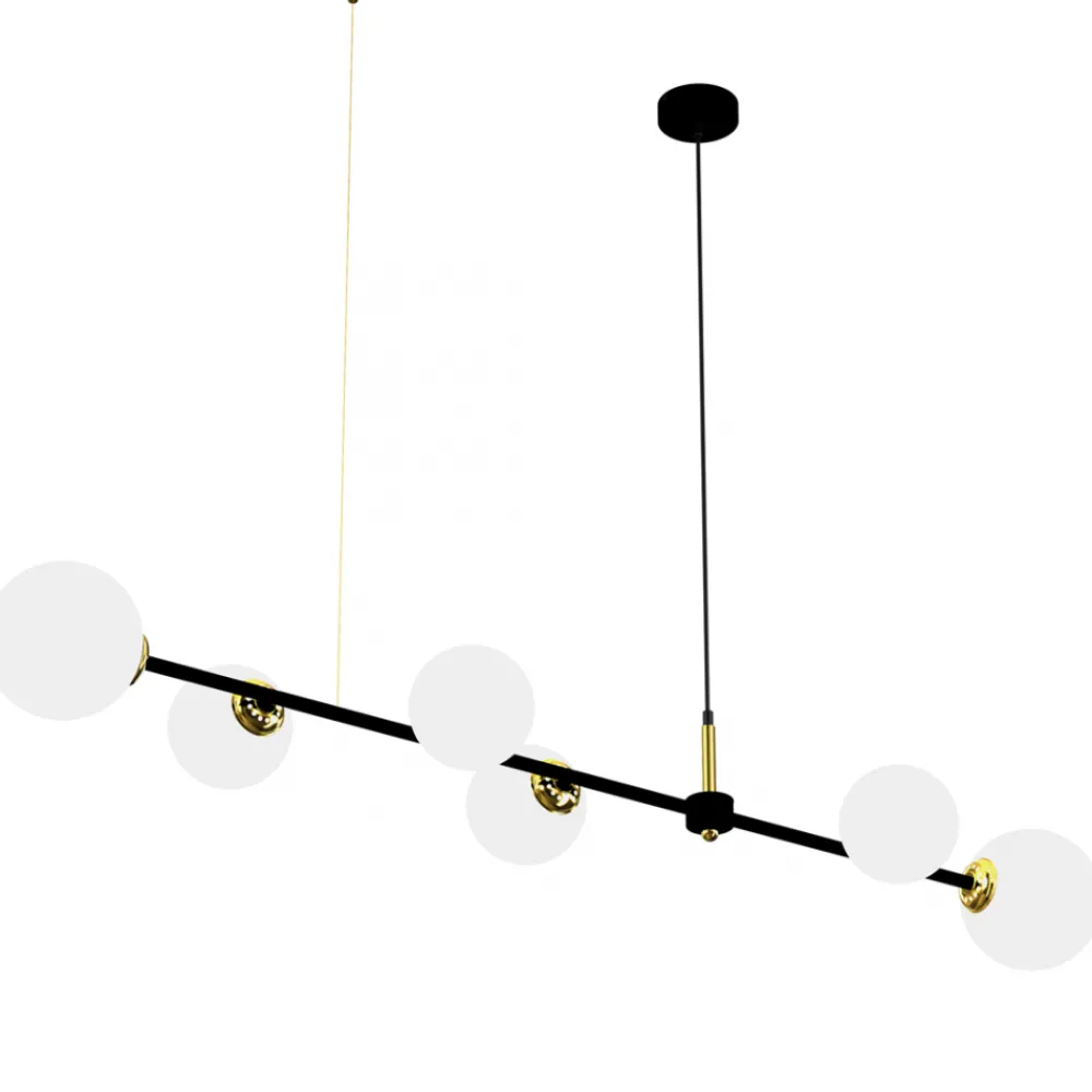 Lampa Wisząca POP Czarny Biały Szklane Klosze 6xE14 148cm * Eko-light Online