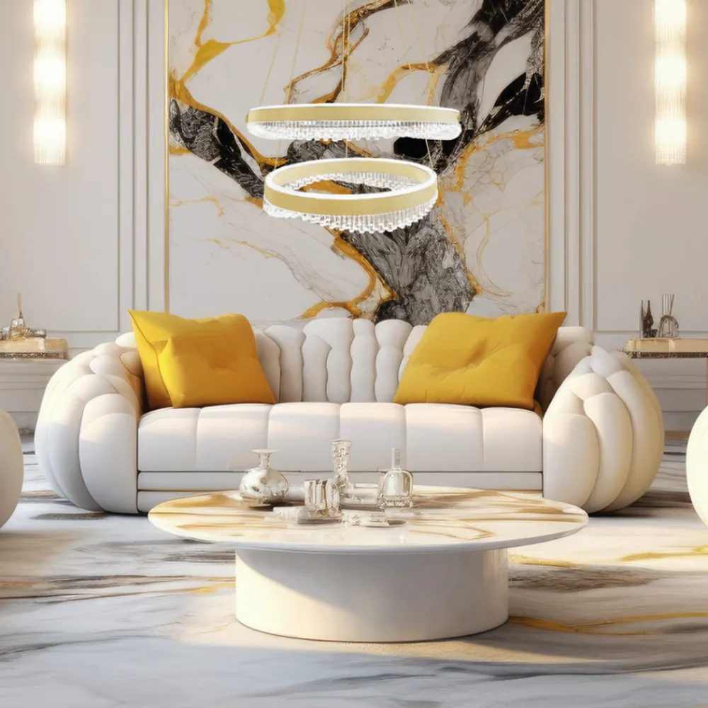 Lampa wisząca PRECIOSA Złota 2 Okręgi 85W LED 4000K 60cm * Eko-light Online