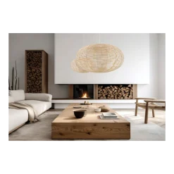 Lampa Wisząca RATTAN Biały Brązowy Abażur 1xE27 60 cm * Nowodvorski Discount