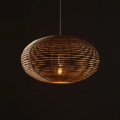 Lampa Wisząca RATTAN Biały Brązowy Abażur 1xE27 60 cm * Nowodvorski Discount