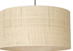 Lampa Wisząca RATTAN Czarny Beżowy Abażur 1xE27 40cm