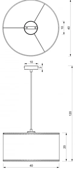 Lampa Wisząca RATTAN Czarny Beżowy Abażur 1xE27 40cm