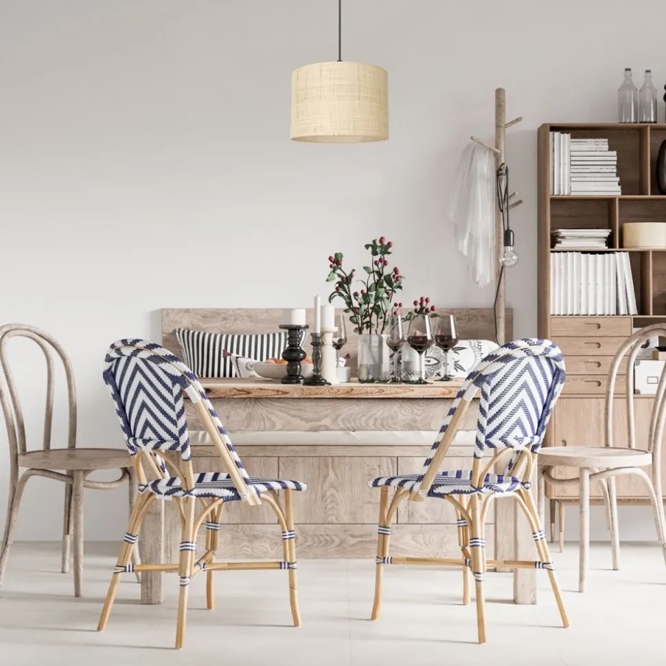 Lampa Wisząca RATTAN Czarny Beżowy Abażur 1xE27 25cm