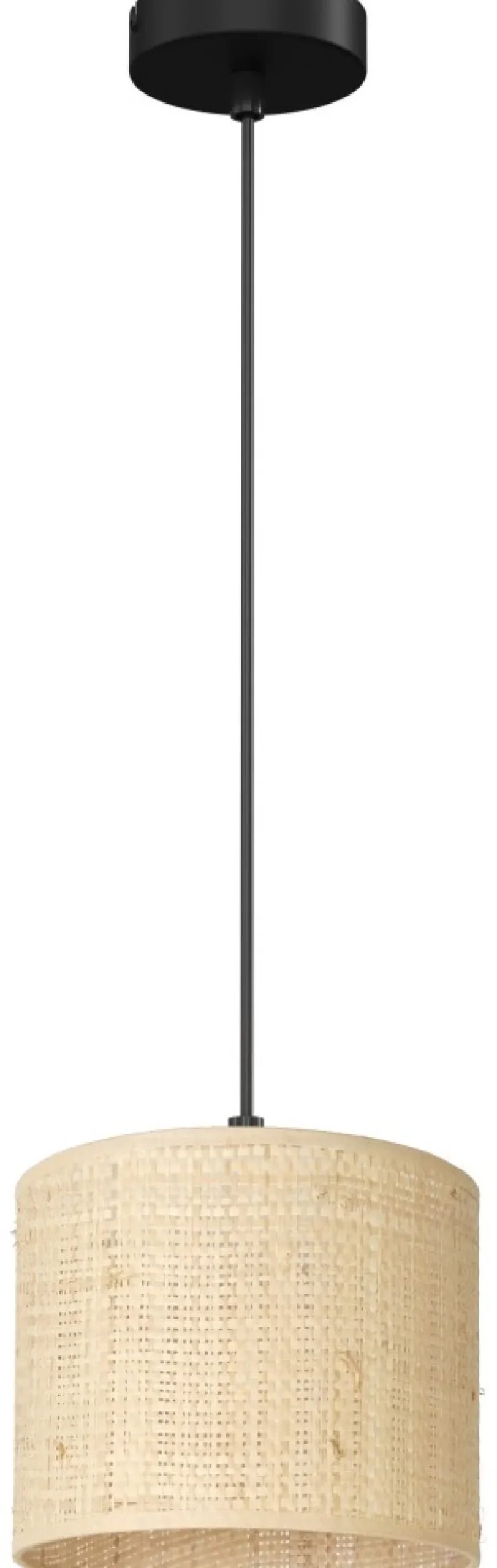 Lampa Wisząca RATTAN Czarny Beżowy Abażur 1xE27 18cm * Luminex Hot