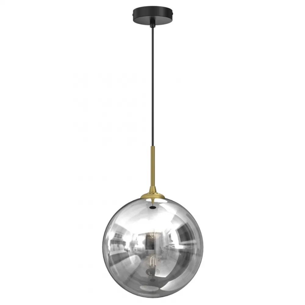 Lampa Wisząca REFLEX Czarny Złoty Szklany Klosz 1xE27 25cm * Eko-light Clearance