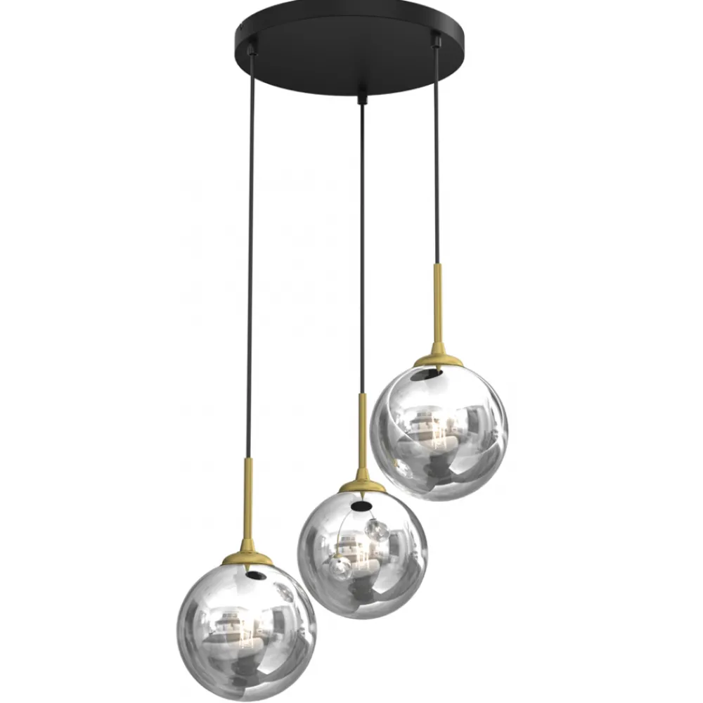 Lampa Wisząca REFLEX Czarny Złoty Szklane Klosze Koło 3xE14 * Eko-light Best
