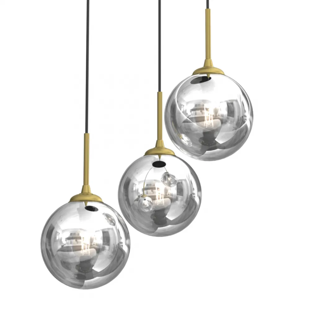 Lampa Wisząca REFLEX Czarny Złoty Szklane Klosze Koło 3xE14 * Eko-light Best