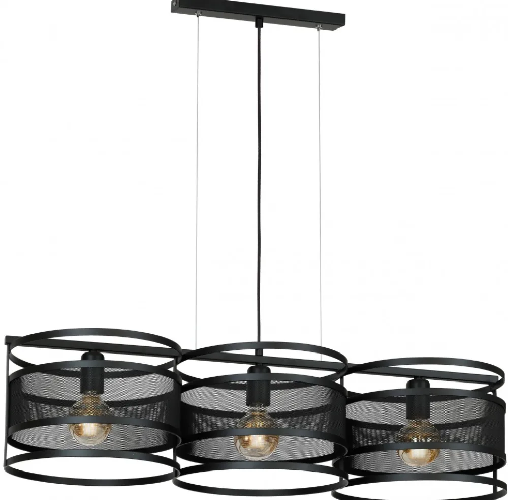 Lampa Wisząca RIM Czarny Metalowy Klosz 3xE27 * Luminex Clearance