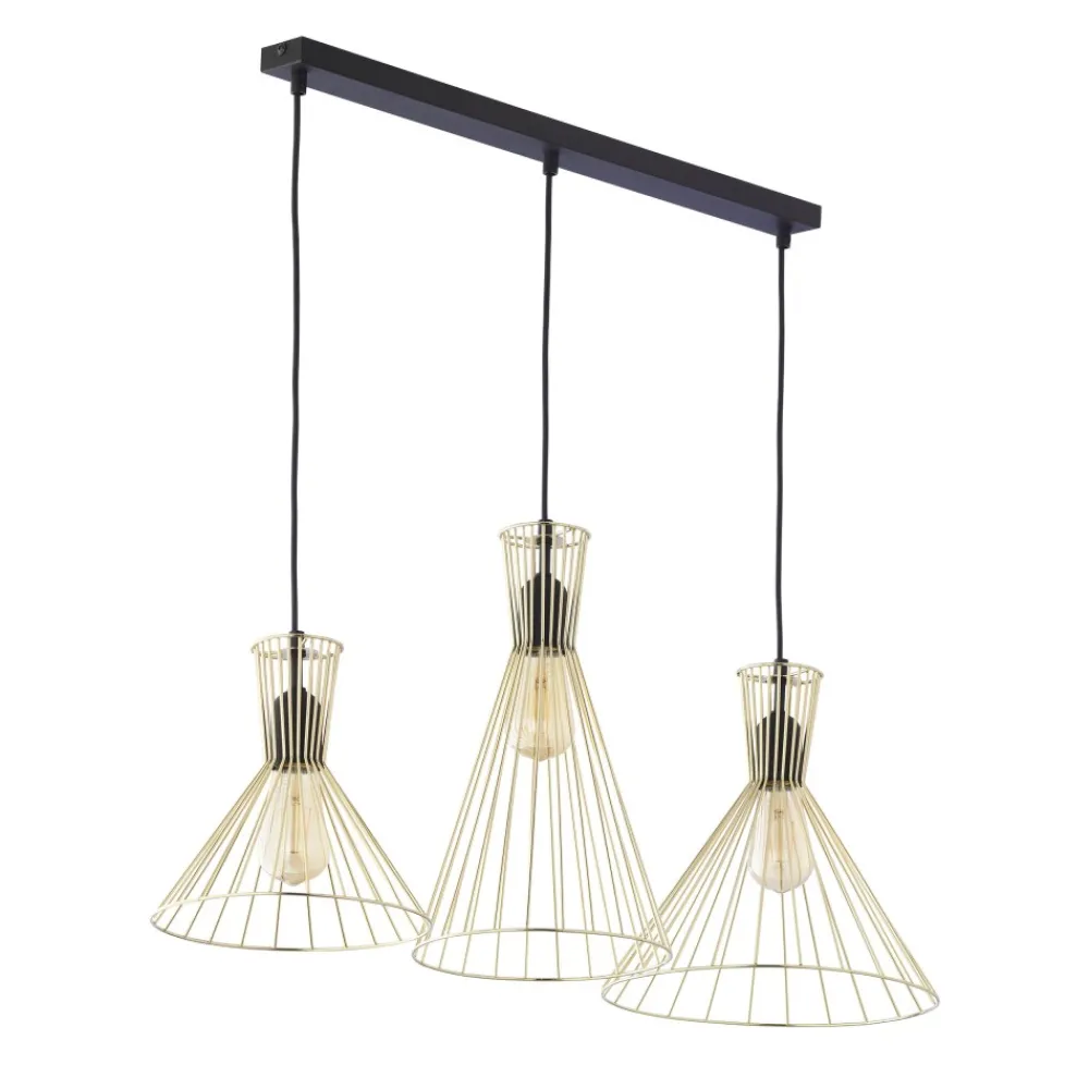 Lampa Wisząca SAHARA Czarny Złoty Metalowe Klosze 3xE27 * TK Lighting Online