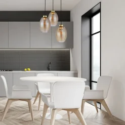 Lampa Wisząca SEBO Czarny Złoty Koło Szklane Klosze 3xE27 * TK Lighting
