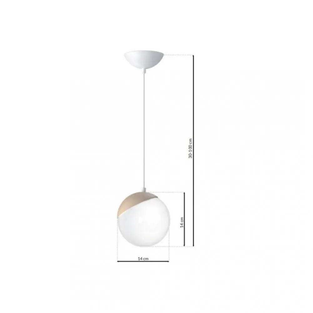 Lampa Wisząca SFERA Biały Brązowy Szklany Klosz 1xE14 14cm * Eko-light Outlet