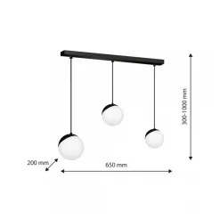 Lampa Wisząca SFERA Czarny Szklane Klosze 3xE14 * Eko-light Discount