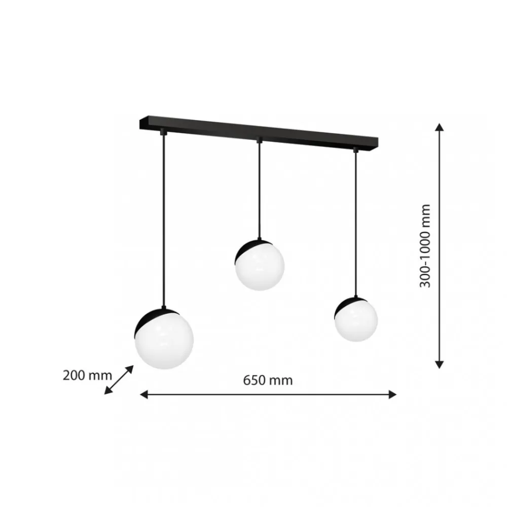 Lampa Wisząca SFERA Czarny Szklane Klosze 3xE14 * Eko-light Discount
