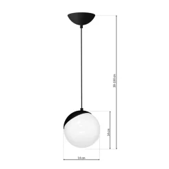 Lampa Wisząca SFERA Czarny Szklany Klosz E14 14cm * Eko-light