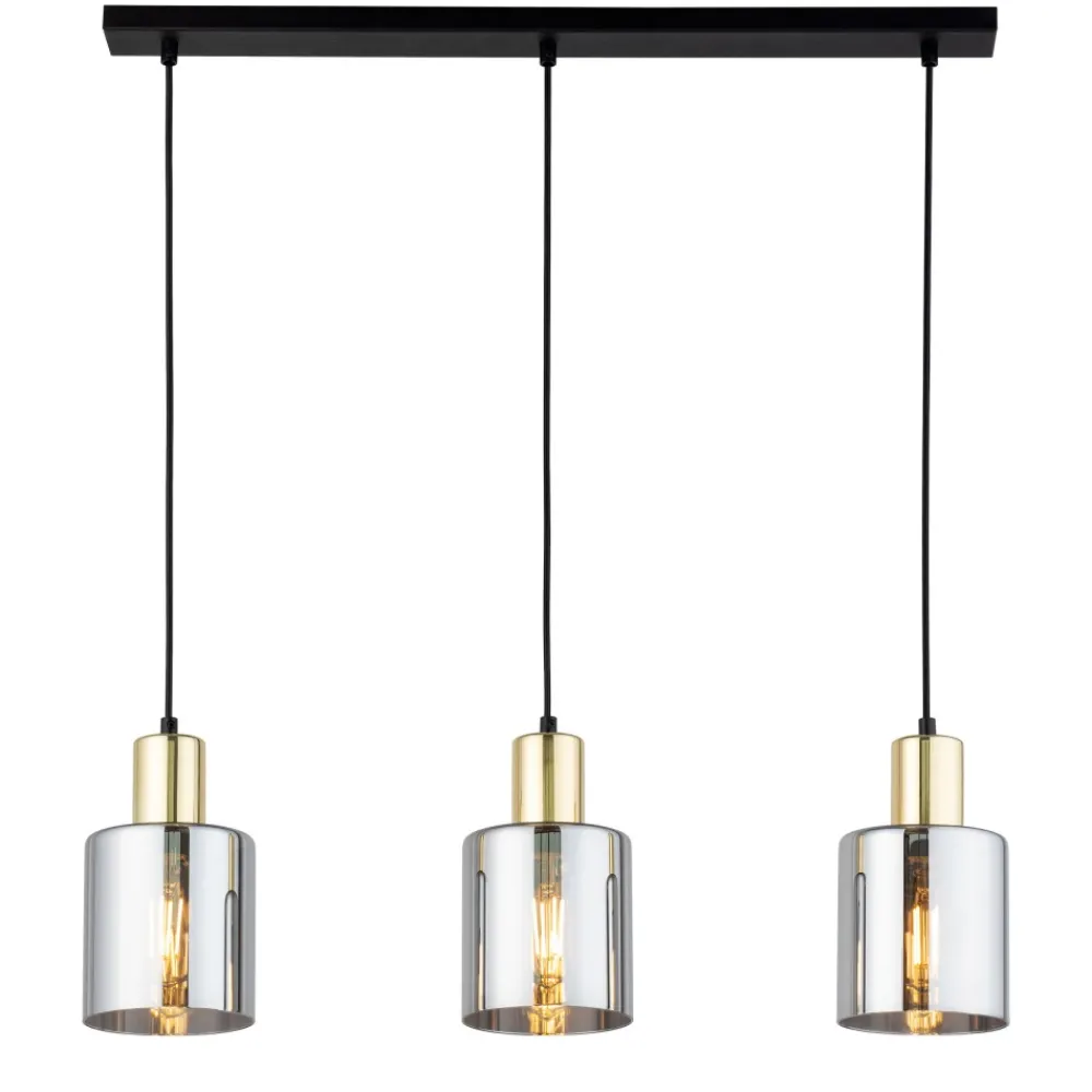 Lampa Wisząca SIERRA Czarny Złoty Szklane Klosze 3xE27 * TK Lighting New