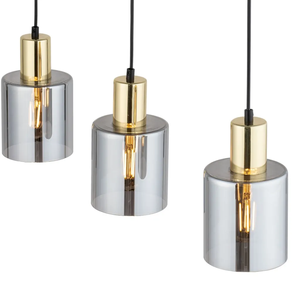 Lampa Wisząca SIERRA Czarny Złoty Szklane Klosze 3xE27 * TK Lighting New
