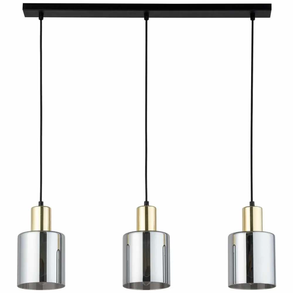 Lampa Wisząca SIERRA Czarny Złoty Szklane Klosze 3xE27 * TK Lighting New