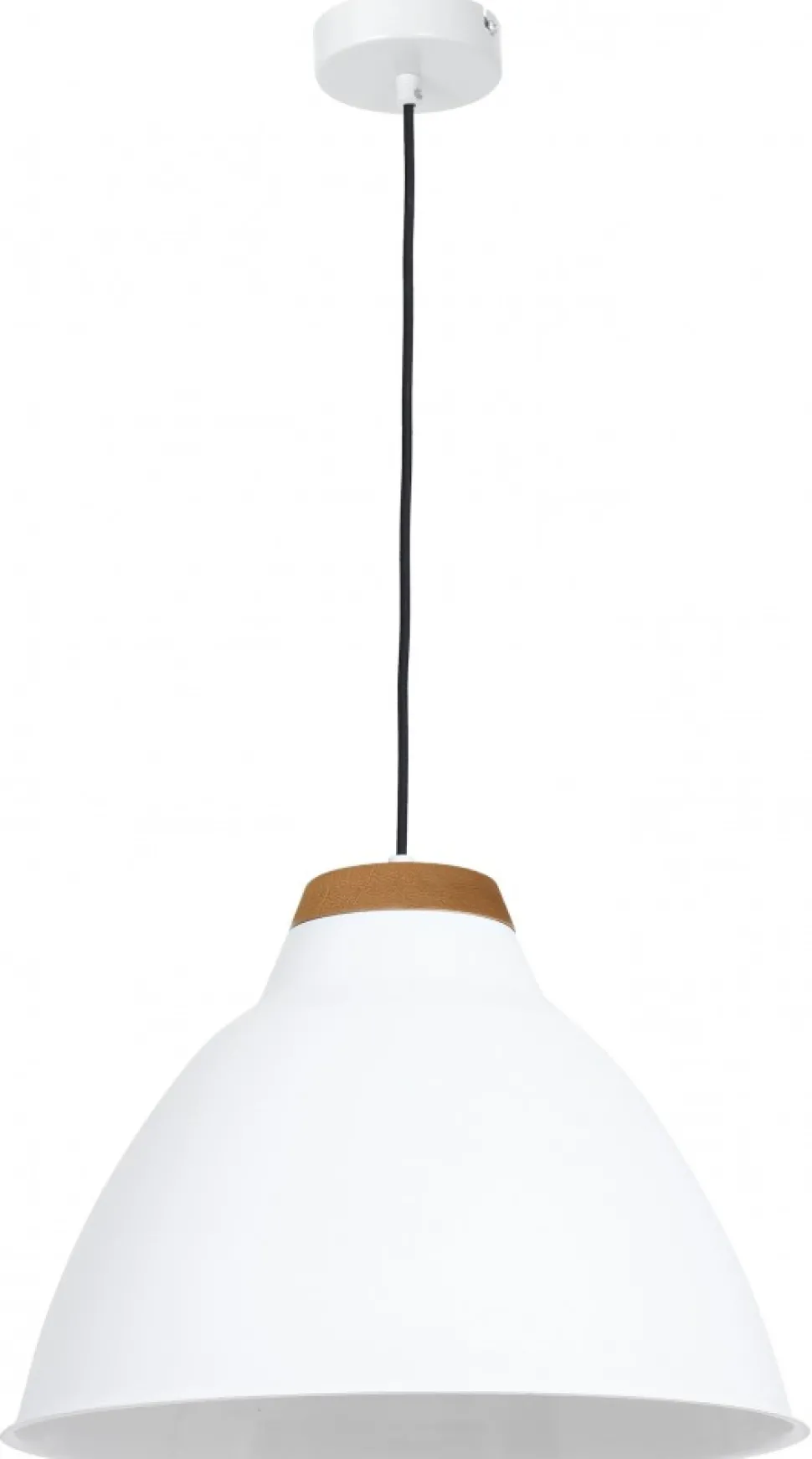 Lampa Wisząca SKAL Biały Brązowy Metalowy Klosz 1xE27 40cm