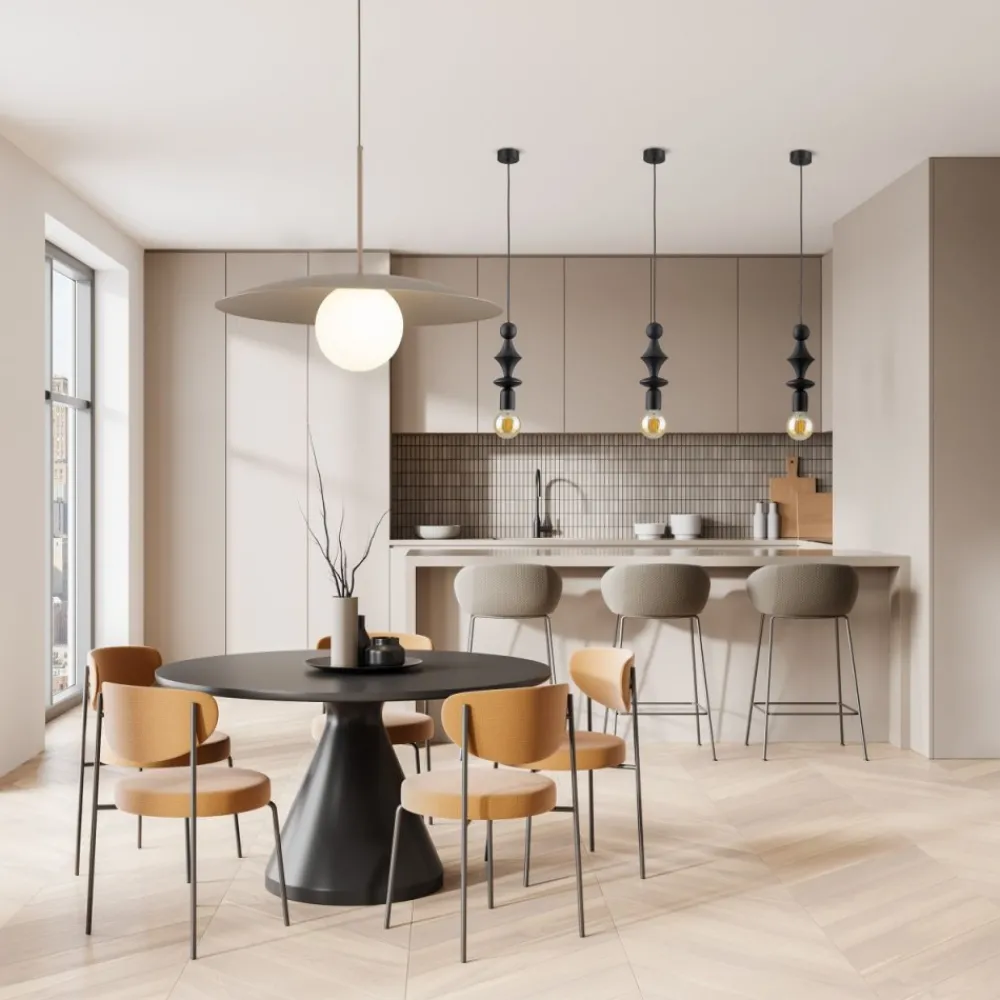 Lampa wisząca SLATE sabia beżowa klosz biały 1xE27 * TK Lighting Sale