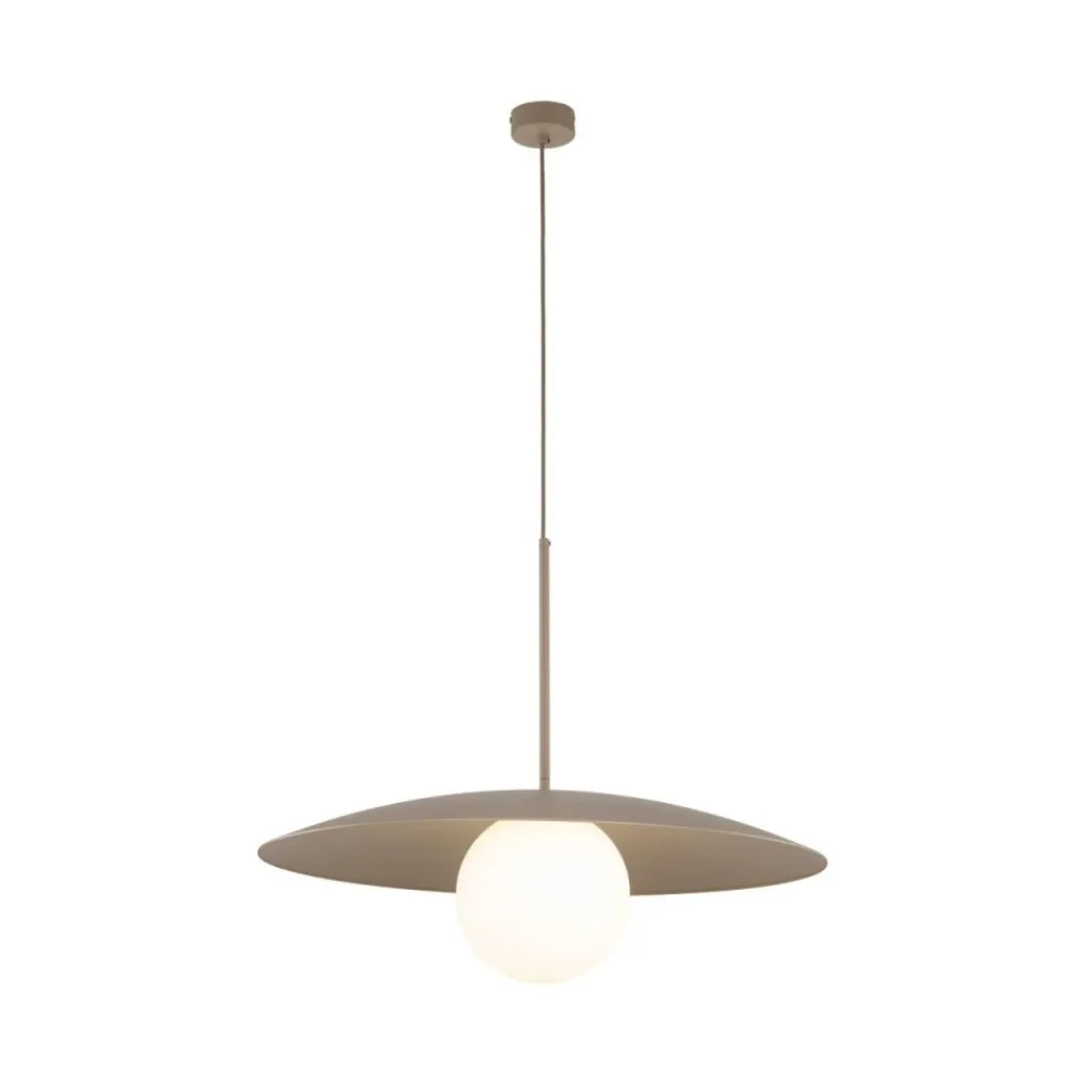 Lampa wisząca SLATE sabia beżowa klosz biały 1xE27 * TK Lighting Sale