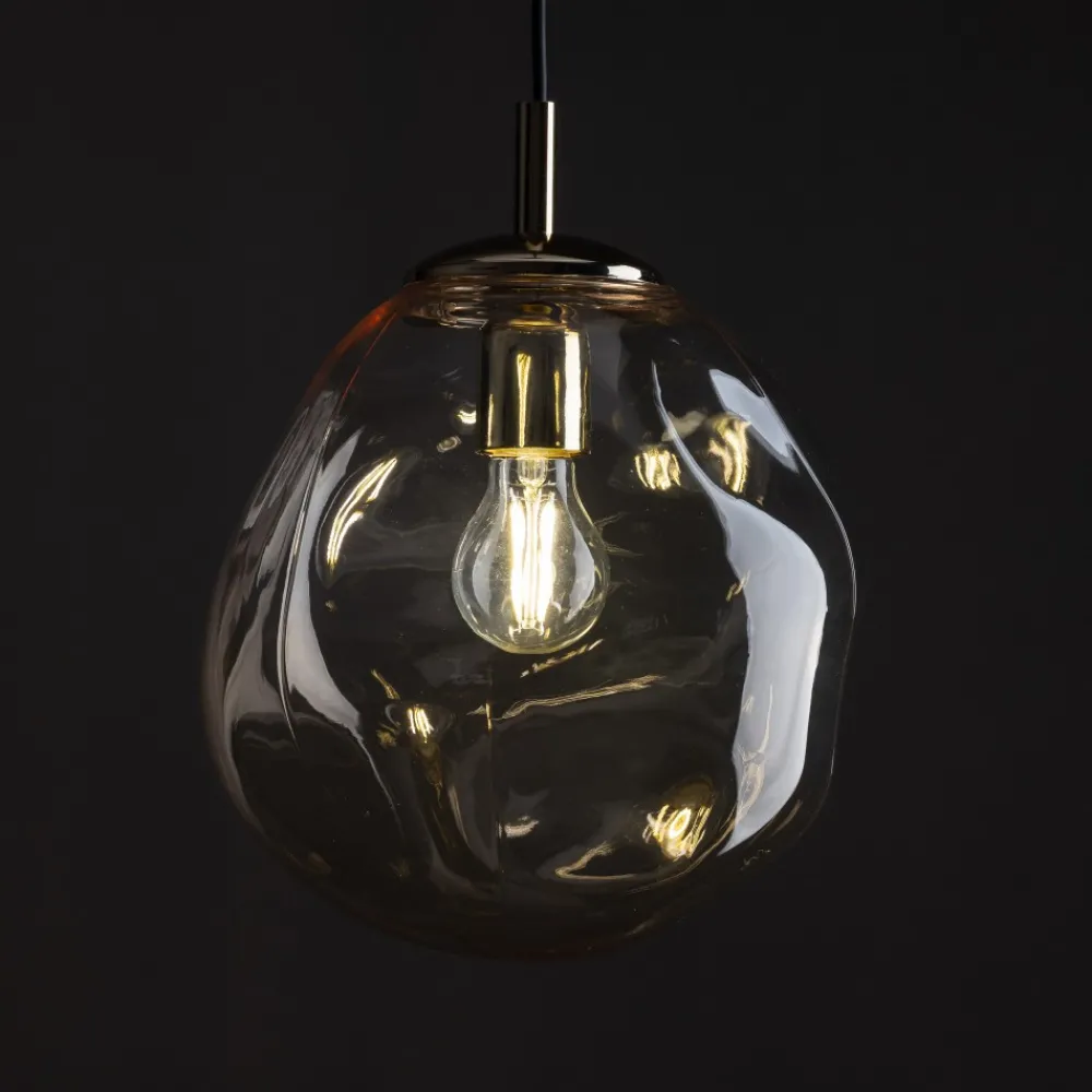Lampa Wisząca SOL Czarny Bursztynowy Szklany Klosz 1xE27 25cm * TK Lighting Sale