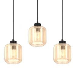Lampa Wisząca SOMBRA Czarny Brązowy Szklane Klosze 3xE27 * Eko-light Hot