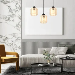 Lampa Wisząca SOMBRA Czarny Brązowy Szklane Klosze 3xE27 * Eko-light Hot