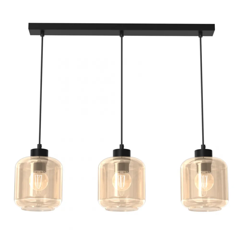 Lampa Wisząca SOMBRA Czarny Brązowy Szklane Klosze 3xE27 * Eko-light Hot
